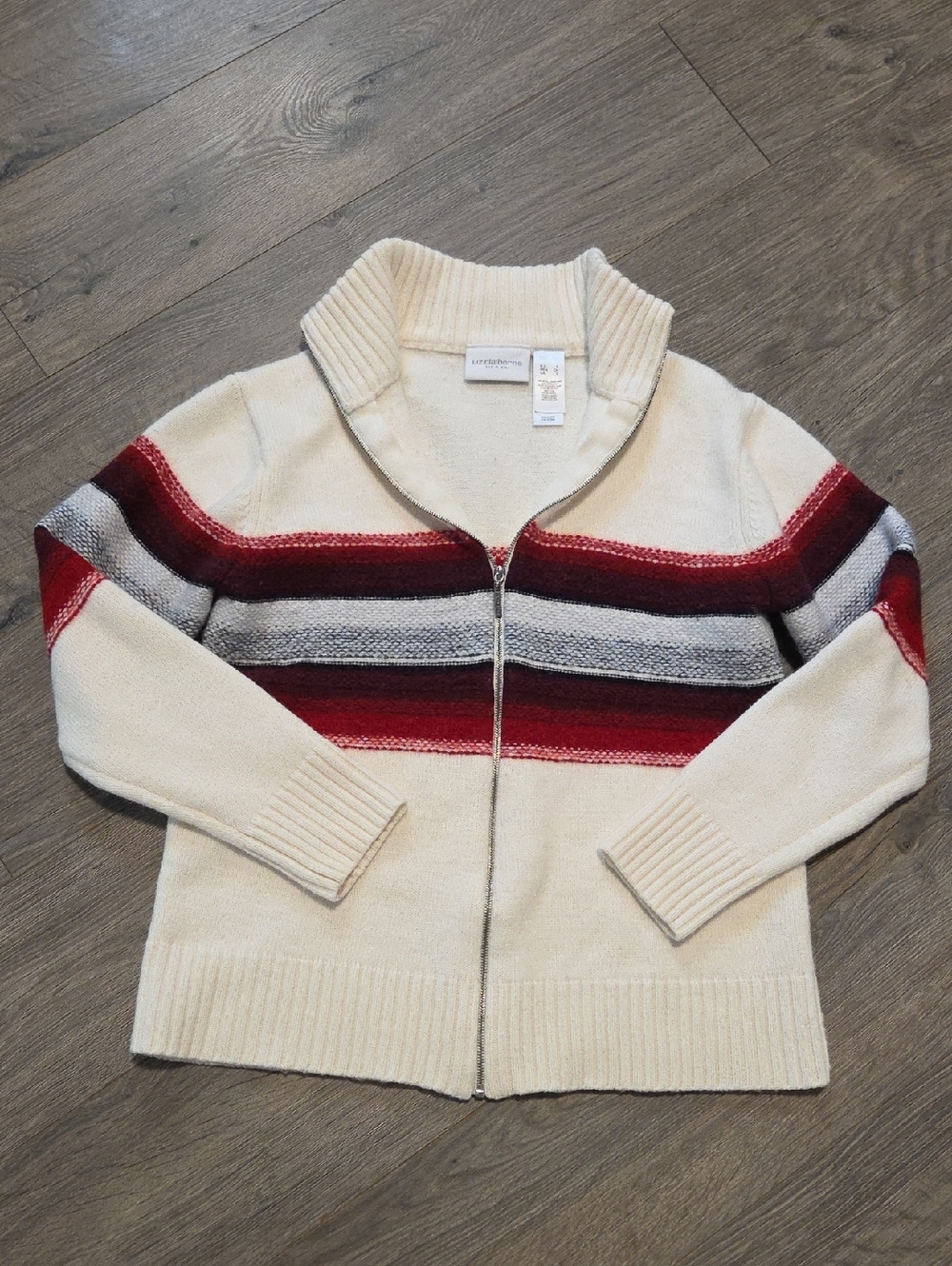 Liz Claiborne Wool Blend Western Zip Up Sweater